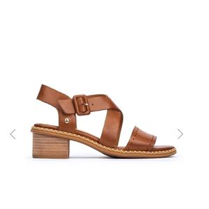 PIKOLINOS NWOT Blanes Punched Leather Cross Strap Heeled Sandals, Size 40